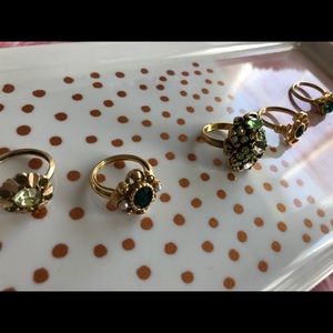 5 Piece Ring Set: Green With Envy